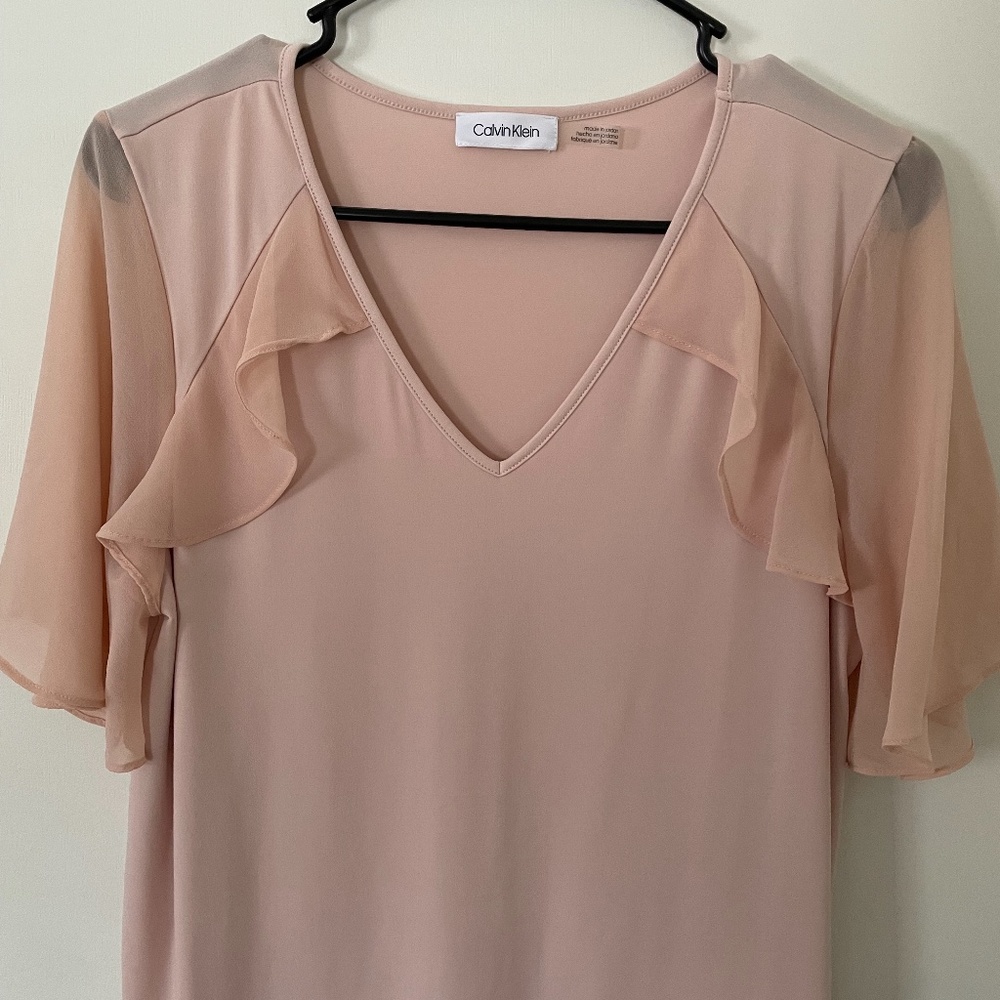 Calvin Klein Light Pink Short Sleeve Blouse